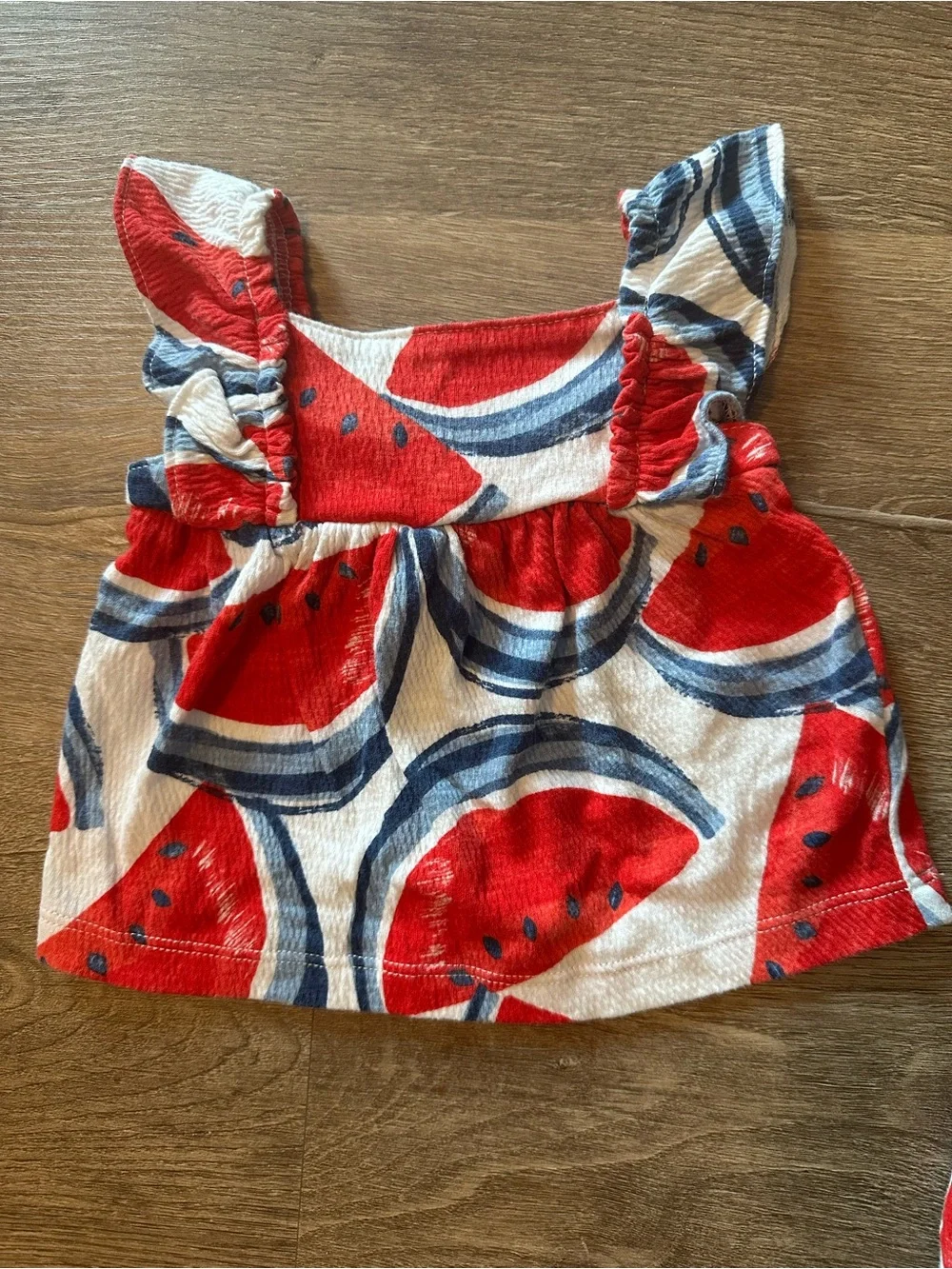 Carters Baby Two-Piece Watermelon Print Top & Bloomer Set - Red/Blue